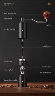 Regolazioni di legno di Burr Manual Coffee Grinder Adjustable 28g 12 del piano d'acciaio della mano