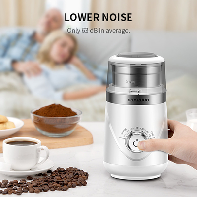 Caffè elettrico bianco regolabile Bean Grinder Portable 10 regolazioni con la ciotola di acciaio inossidabile