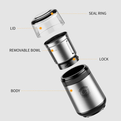Macchina d'argento smontabile del caffè di EU Plug Transparent Lid SS304 del macinacaffè della polvere media