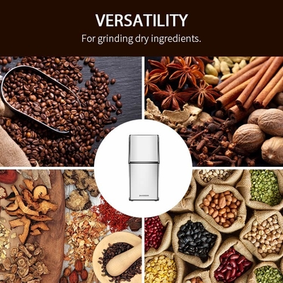 Caffè elettrico d'argento Bean Mill Grinder di Lid Press Button del macinacaffè di acciaio inossidabile 304