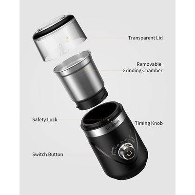 macchina di caffè espresso compatta cronometrante della ciotola smontabile della manopola dell'ABS ricaricabile del macinacaffè 150W